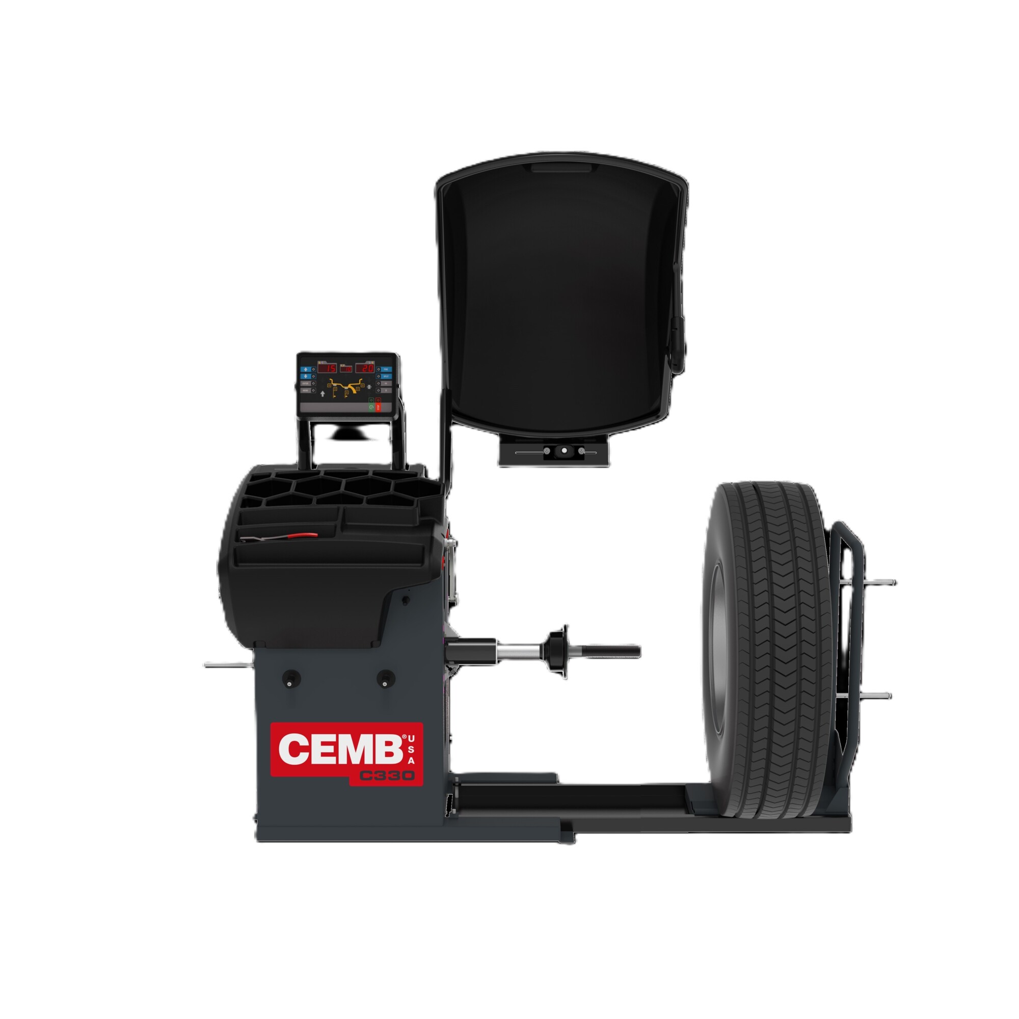 CEMB, Heavy-Duty Truck Wheel Balancer, Phase Single-phase, Max. Rim Width 20 in, Tire Diameter 32 in, Model# C330